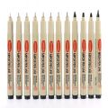 Art Manga Outlining Pen Pigment Liner Micron Pen Marker set Hook Line Needle Pen for Sketch Soft Brush Stationery Art Supplies. 
