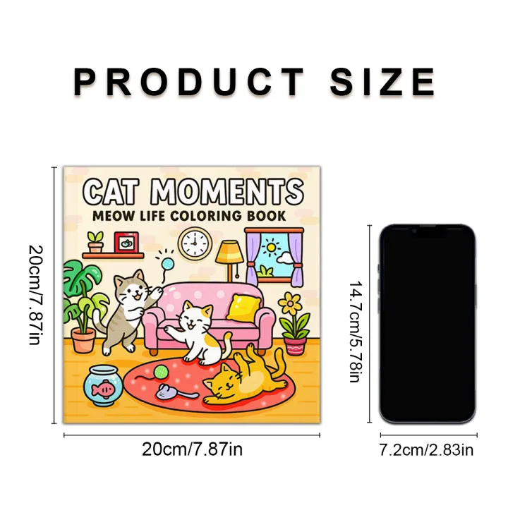 CAT MOMENTS MEOW LIFE Coloring Book 24 pages Kid Cartoon Graffiti ...