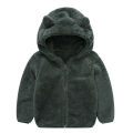 Boys Woolen Hooded Coat Solid Color Zipper Coat Children's Winter Clothes. 