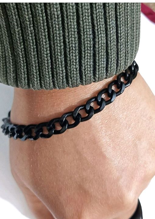 1pcs Exclusive Black Thread Design Braclet For Men High Quality Black Stainless steel Cube chain Braclet For Boys And Men