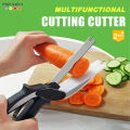 Clever Cutter 2 in 1 Food Chopper Kitchen Scissors Smart Cutter Kitchen Knife Shears Vegetable Slicer Dicer with Cutting Board. 
