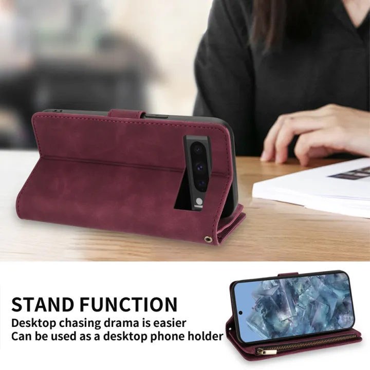 Wallet%20Multi-card%20Zipper%20Kickstand%20Photo%20Frame%20Magnetic%20Flip%20Leather%20Case%20For%20%20Pixel%208a%208%20Pro%207a%207%206a%206%20Protective%20Cover%20-%20Image%205