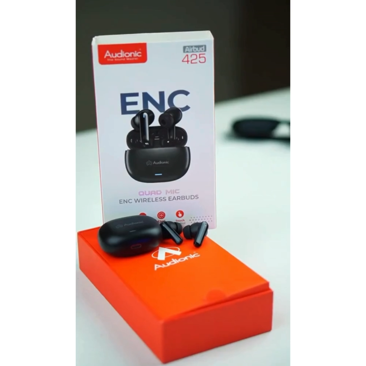 Audionic Airbud 425 Quad Mic, ENC Wireless Earbuds, Gaming Mode Low Latency TWS Earbud With 40 Hours Playtime, IPx4 Water Proof Wireless Earphones With Voice Assistance Bluetooth Ear buds & Headphones - One Year Brand Warranty