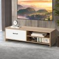 TV Stand for TVs up to 55" Inches Wooden TV Console Table Entertainment Center with one drawer and 2 Storage shelves. 