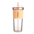 710ml/24oz Large Capacity Coffee Cup, Plastic Water Bottle With Straw, High Temperature Resistant Clear,Reusable Cups with Straw. 