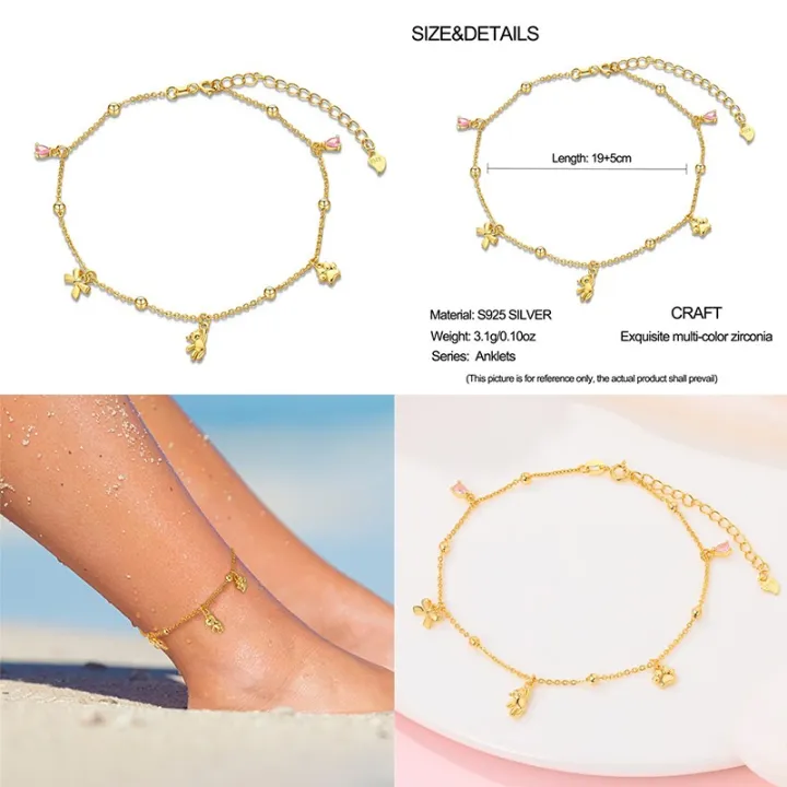 2025%20Original%20Design%20100%25%20925%20Sterling%20Silver%20Pink%20Love%20Heart%20Anklet%20Suitable%20For%20DIY%20Jewelry%20Making%20Valentine'S%20Day%20Gift%20-%20Image%202