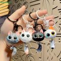 〔R〕Cute 3D Big Eye Cartoon Cat Keychain, Resin Kitten Charm with Bell for Car Keys, Backpacks &.