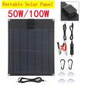 50W/100W Portable Solar Panel USB Outdoor Mobile Power DIY Travel Cell Phone Charger Car Yacht 12V18V Battery Pack Power Panel.