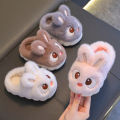 New Winter Cute Big eyed Rabbit Children's Waterproof Warm Non-slip Fluffy Slippers For Girls Boys Kids Indoor Home Cotton Shoes. 