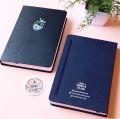 Black or Navy BuJo Potion Sparkle Minimalistic Bullet Journal Notebook Dot grid Diary Dotted pages Holographic Foil on leather journals. 