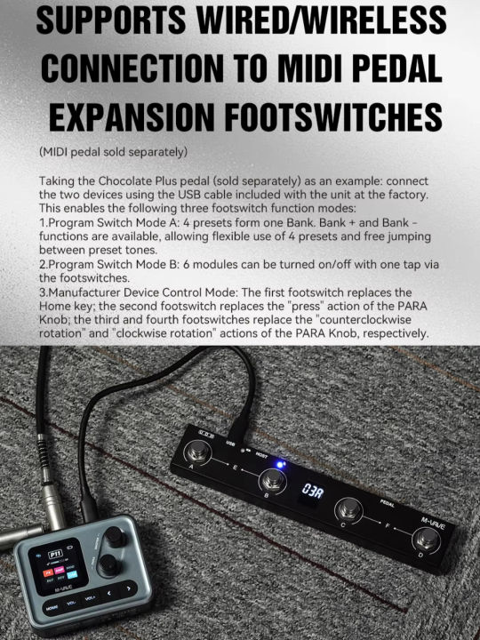 M-VAVE%20POCKET%20AMP%20Gray%20Pocket%20Effects%20Pedal%20Multi-Effect%20Processor%206-in-1%20USB-C%20Suitable%20for%20Direct%20Recording%20Guitar%20Bass%20-%20Image%205