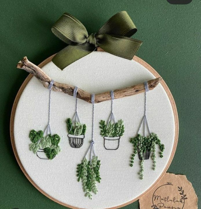 aesthetic plants embroidery hoop