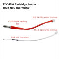 4pcs 12V 40W Cartridge Heater 6*20mm With XH2.54-2pin 100K NTC Thermistor With PH2.0-2pin 150mm Heating Rod 3D Printer Hotend. 