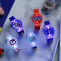 Disney Mickey Children Watches Girls Color Light Source Silicone Princess Elsa Kids Watch Boys Gift Clock Wrist. 