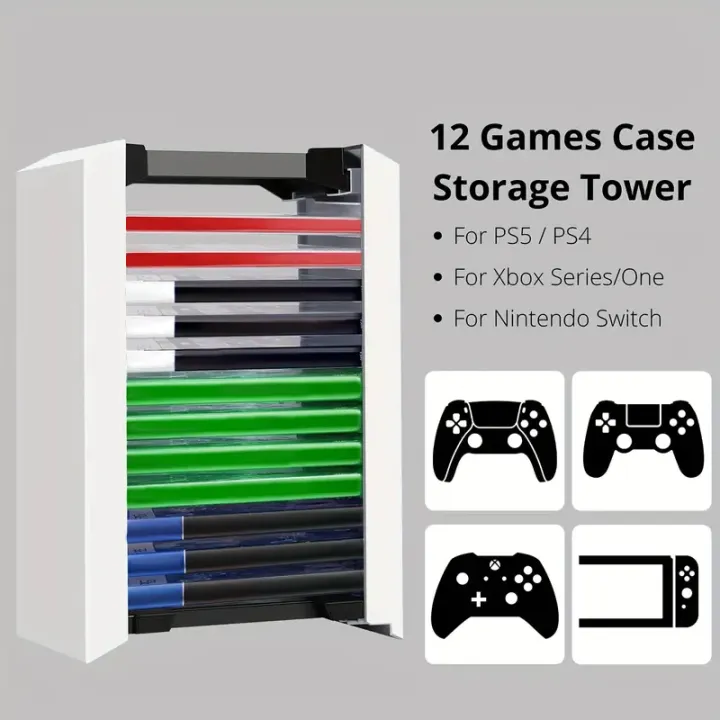 Video Game Storage Tower (12 CD Disc Blu-ray Case) Universal DVD Holder ...