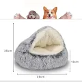 Round Cat Cushion Semi Enclosed Pet Sleep Bags Long Soft Plush 2 in 1 Warms Cats Beds Simple Comfort Warm Puppy Sleeping Nest. 