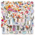 50pcs Cute Cartoon Flower Stickers Set Aesthetic DIY Decals for Luggage Guitar Notebook Cartoon Bottle Design Graffiti Decoratio. 