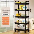 5-Tier Rolling Storage Cart with Wheels, Slim Narrow Gap Mobile Shelf, Hollow-Out Multilayer Organizer for Kitchen Bathroom Home.