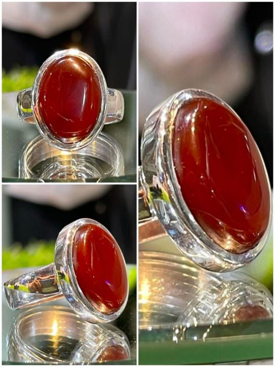 Natural Yamni Agate with Pure silver ring