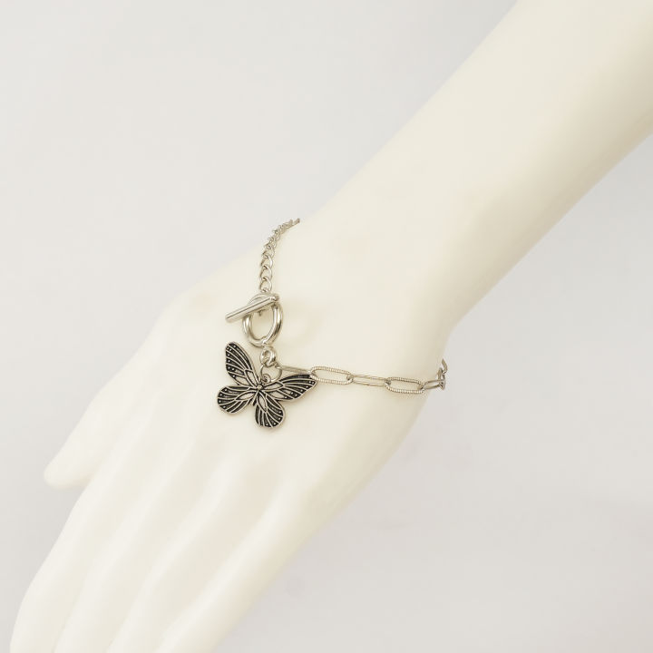 Korean Retro Butterfly Bracelet for Women | OT Buckle Chain Long Hollow Bracelet