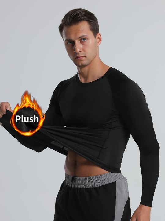 Men's sports thermal top, thermal underwear T-shirt, suitable for daily wear during gym running, lightweight and flexible