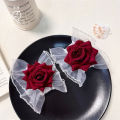 Lolita Short Hand Sleeve Gloves Lace Rose Flower Wrist Cuffs Ruffled Floral Elastic Bracelet Women Cosplay Clothing Wristband. 