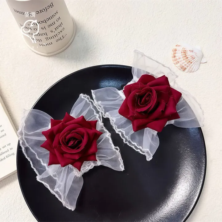 Lolita%20Short%20Hand%20Sleeve%20Gloves%20Lace%20Rose%20Flower%20Wrist%20Cuffs%20Ruffled%20Floral%20Elastic%20Bracelet%20Women%20Cosplay%20Clothing%20Wristband%20-%20Image%206