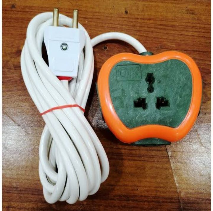 Apple Style 4 Sockets Copper Plated Multipurpose Extension With 6Meter High Quality White Wire