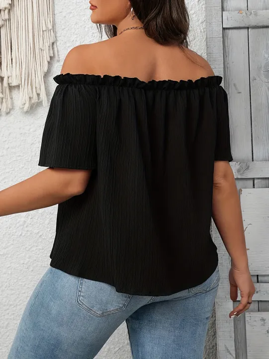 Plus%20Size%20Summer%20Women%20Elegant%20Shoulderless%20Shirt%20Casual%20Fashion%20Solid%20Tops%20Office%20Lady%20Curve%20Clothing%20-%20Image%202