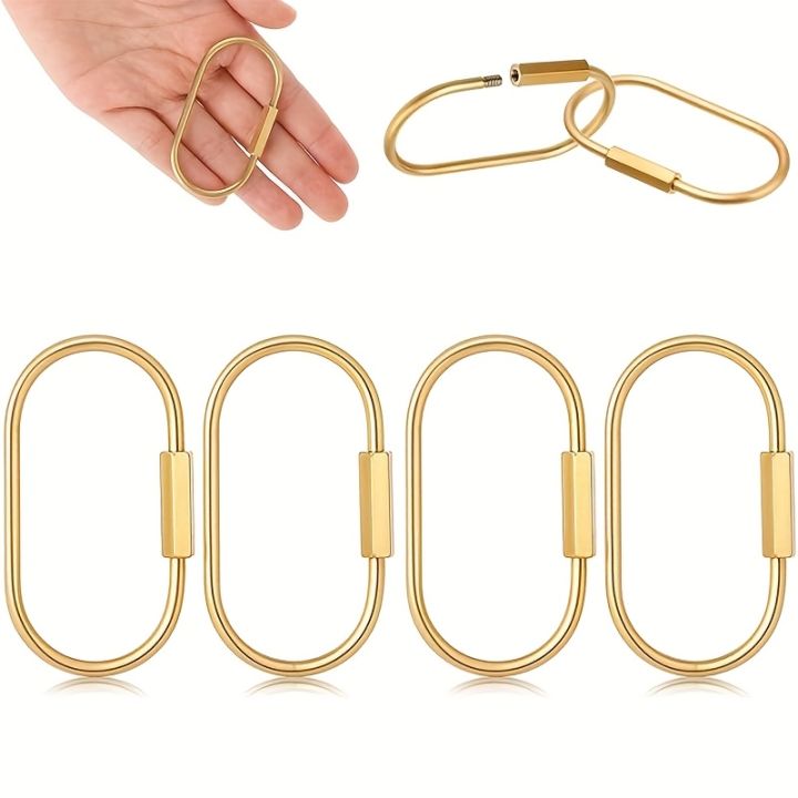 Golden Brass Key Rings with Screw Lock Clips - Keychain Organizer for Handbags, Purses, Keys - Durable Bag Charms for Outdoor