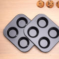 4 Holes Non-Stick Cupcake Baking Tray Carbon Steel Muffin Pan Cake Mould Egg Tart Baking Mold Round Biscuit Pan Kitchen Bakeware.