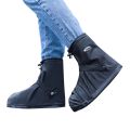 1Pair High Top Waterproof Shoe Covers Black Anti-Slip Reusable for Motorcycle Cycling Bike Men Women Overshoes PVC Protectors. 
