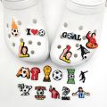 18PCS Soccer Sports Theme Hole Shoes Charms Packs Decoration Set Boys Men Football Style Buckle Slipper Sandals Shoe Accessories.