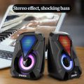 Mini USB Wired Computer Speaker RGB Lighting Desktop Gaming High Volume Home Office Soundbox Colorful Powerful Bass Loudspeaker. 