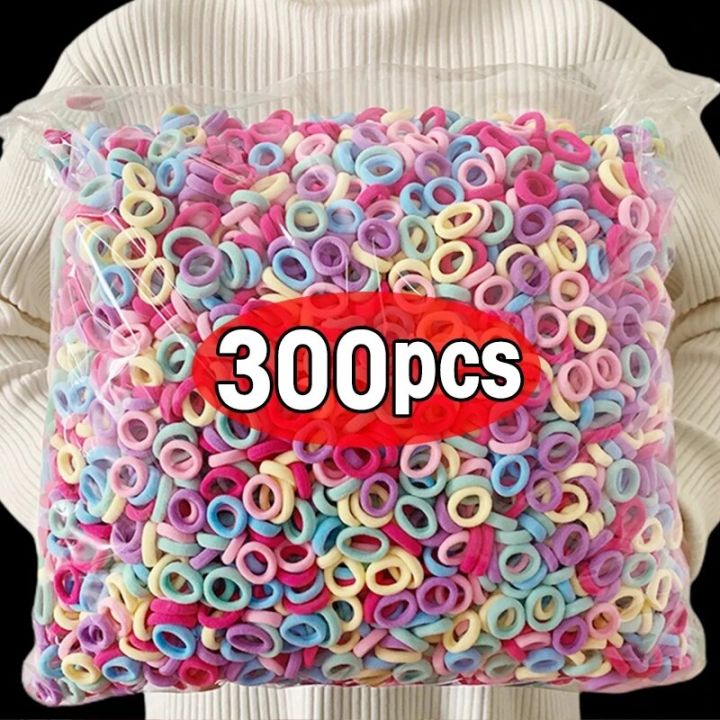 300pcs Girls Colorful Elastic Hair Bands Ponytail Hold Hair Tie Rubber Bands Scrunchie Hair Accessories Bands for Girls