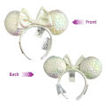 Mickey Mouse Ear Bow Headbands White Bow Hairbands Halloween Party  Princess Decoration Cosplay Costume for Girls Women. 