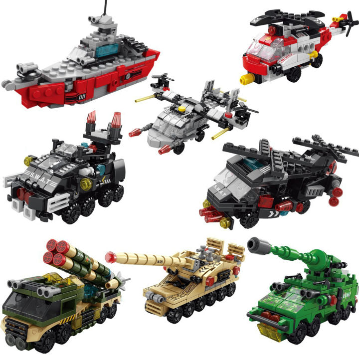 6IN1 Engineering Car Helicopter Truck Tank City Building Blocks Police ...