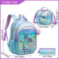 Meetbelify Cute  Blue Mermaid Backpacks   for Girls  Elementary Kindergarten Students with Lunchbag and Penbag pen gpt. 