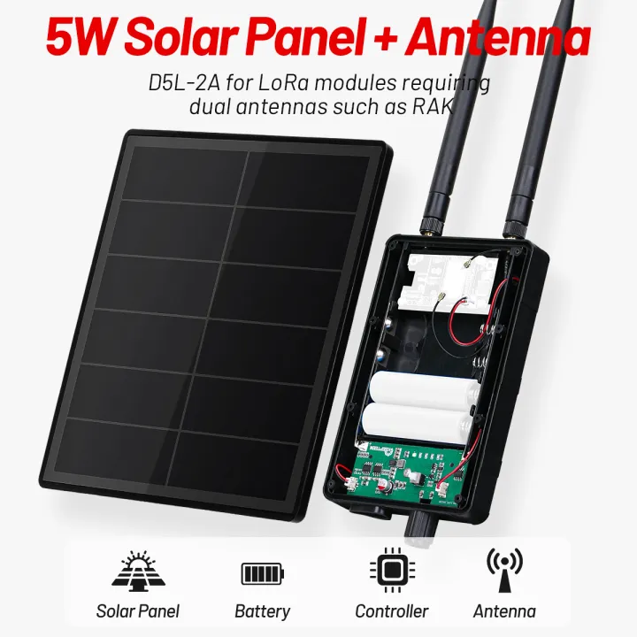 D5 Waterproof 5W Solar Panel With Battery Controller for LoRaWAN DIY ...