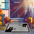 VIKAMA Welcome Mat Gray Outdoor Carpet Black Cat Carpet Crystal Velvet Non-Slip Mat Rug For Bedroom Living Room Carpet. 