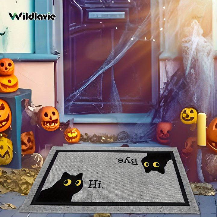 VIKAMA%20Welcome%20Mat%20Gray%20Outdoor%20Carpet%20Black%20Cat%20Carpet%20Crystal%20Velvet%20Non-Slip%20Mat%20Rug%20For%20Bedroom%20Living%20Room%20Carpet%20-%20Image%202