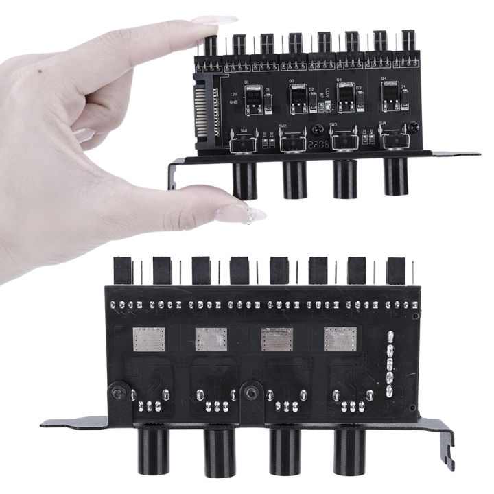 PC Fan Hub SATA/4 Pin Adapter 8 Channel PWM Hub Cooling Fan Speed ...