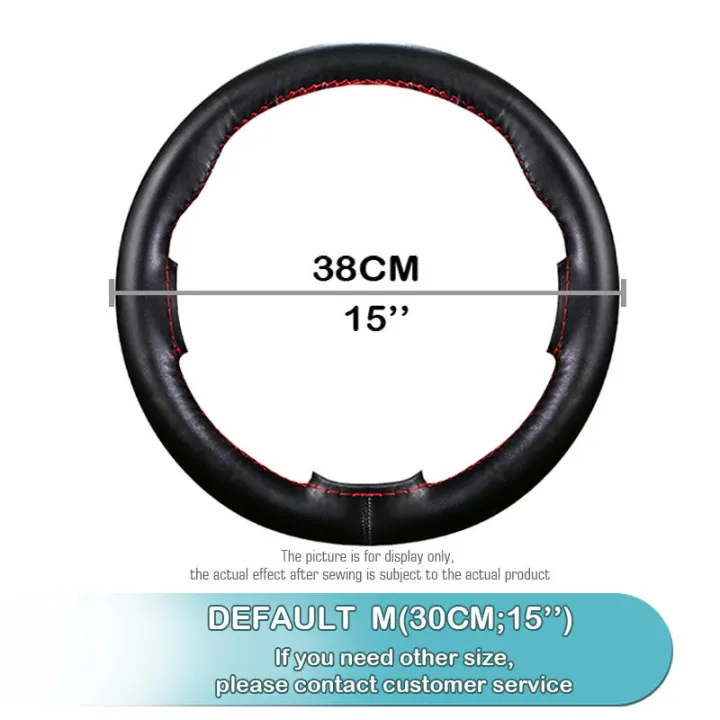 38cm%2015inch%20Real%20cowhide%20Genuine%20Leather%20Car%20Steering%20Wheel%20Braid%20Cover%20Hand-stitched%20Soft%20Non-slip%20Auto%20Interior%20car%20products%20-%20Image%202