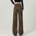 2026 Female Retro Leopard Printed Baggy Jeans Girls Chic Fashion Wide Leg Pants Women High Waist Casual Denim Trousers. 