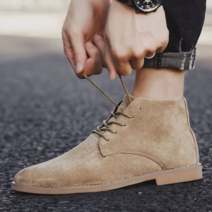 Fashion%20Brown%20Chelsea%20Boots%20Men%20British%20Style%20High%20Top%20Suede%20Leather%20Shoes%20For%20Men%20Lace-up%20Pointed%20Toe%20Design%20Men's%20Ankle%20Boot%20-%20Image%204