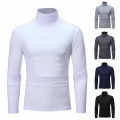 Autumn Winter Men's High Neck T-shirt Slim Fit Fashion High Elastic Long Sleeve Cotton Casual Breathable Apparel Pullover. 