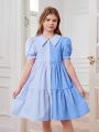 Girls Two Tone Cotton Half Sleeve Dress. 