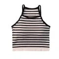 Korean Version Women Tank Tops Thread Solid Casual Fashion Crop Top With Chest Pad Stripe Sleeveless Outer Wear Basic Camisole. 