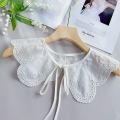 New White Women's Fashion Lace Collar New Organza Embroidery White Detachable Shirt Lace Up Shawl Fake Collar. 
