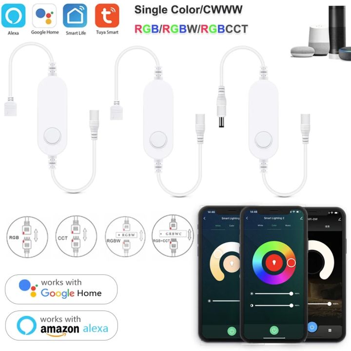 Mini Tuya Wifi Led Dimmer DC12 DC24V 5050 COB CCT/RGB/RGBW/RGBCCT Led Light Strip Single Color Controller Voice for Alexa 